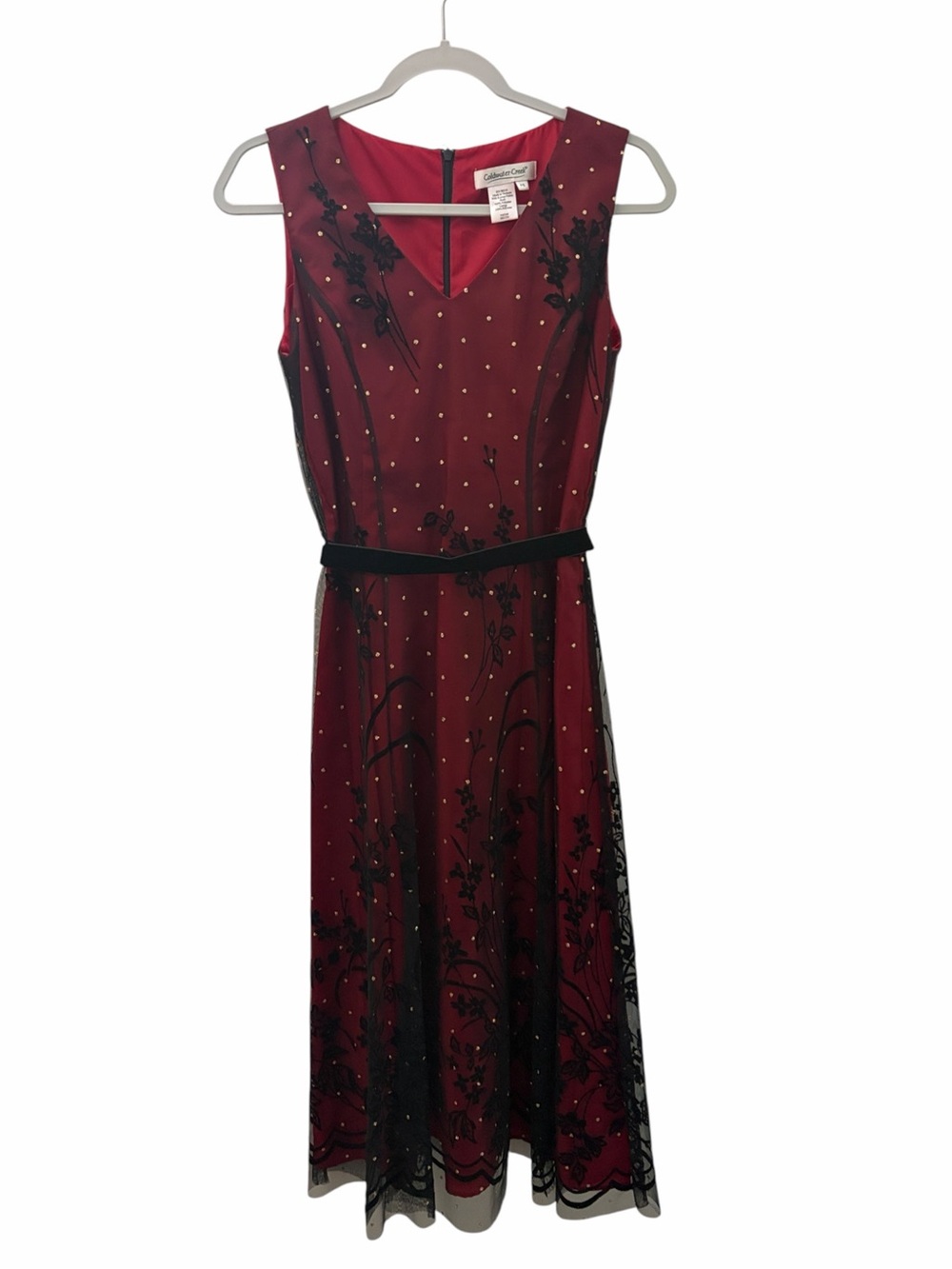 Coldwater Creek Vamp Whimsigoth Holiday Burgundy Floral Mesh A-Line Dress 6P